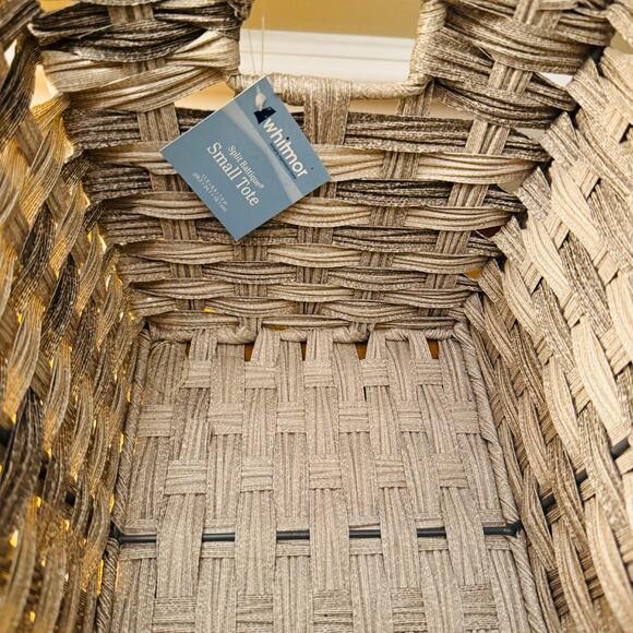 Whitmor Split Rattique Gray Wash Small Tote Sturdy Baskets Set of 3 NEW - Picture 9 of 13